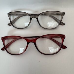 Two Pair of NINE WEST Plastic Frames  Bordeaux/Gray Eyeglasses 52x17x141 EUC